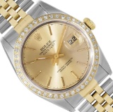 Rolex 36MM 2Tone 18K Yellow Gold Diamond Bezel Datejust With Rolex Box