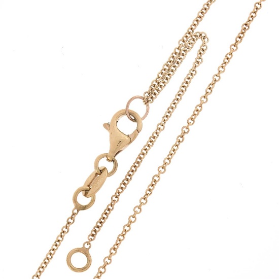 New 14K Rose Gold Emerald Cut Channel Set Blue Topaz Solitaire Pendant & Chain