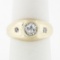 Men's Vintage 14K Gold 0.62 ctw 3 Stone Diamond Domed Polished Wedding Band Ring
