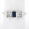 Antique Art Deco 20k Gold .45 ctw European Diamond & Sapphire Moi et Toi Band Ri