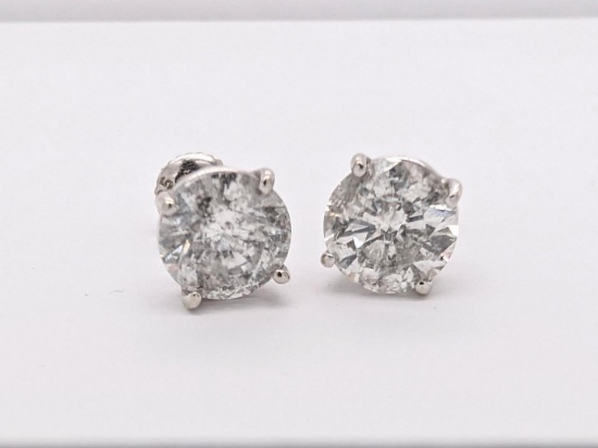 4.01 ctw Diamond Stud Earrings - Platinum