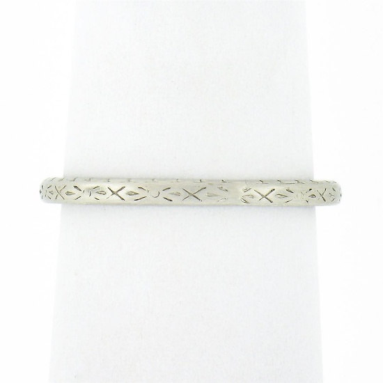 Antique Art Deco Tiffany & Co. Platinum Engraved Work Eternity Wedding Band Ring