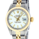 Rolex Ladies 2 Tone White Index Fluted Bezel 26MM Wristwatch