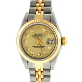 Rolex Ladies Two Tone 18K Yellow Gold And Steel Champagne Diamond Quickset Datej