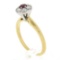 Vintage Jabel 18k Gold 0.40 ctw Round Brilliant Red Ruby w/ Diamond Halo Ring