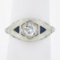 Antique Art Deco 18k Gold Old European Diamond w/ Sapphire Floral Filigree Ring