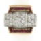 Unique Vintage Retro 14k Gold & Platinum 2.75 ctw Diamond & Ruby Insert Ring Set