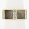 Vintage Gemlok 18K Gold Diamond Inlaid Black Mother of Pearl Eternity Band Ring