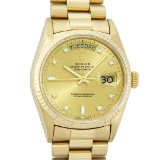 Rolex Mens Quickset 18K Yellow Gold Factory Diamond Dial Day Date President Wris
