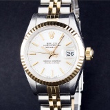 Rolex Ladies 2T Yellow Gold & Stainless Steel White Index Wristwatch 26MM