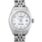 Rolex Ladies Stainless Steel White Dial White Gold Fluted Bezel Wristwatch