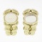 Vintage Kaufmann De Suisse 18K Gold Moonstone Wide Braided Clip On Cuff Earrings