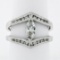 14K White Gold 1.01 ctw Marquise & Round Cut Diamond Milgrain Wide Open Split Ri