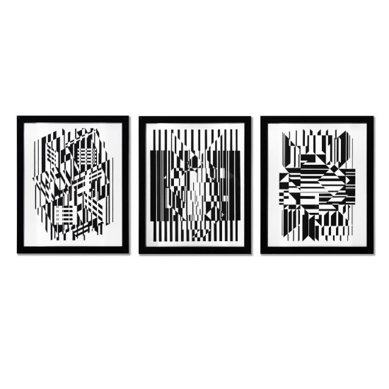 Tilla Calcis et Afa de la serie Lineaires (Triptych) by Vasarely (1908-1997)