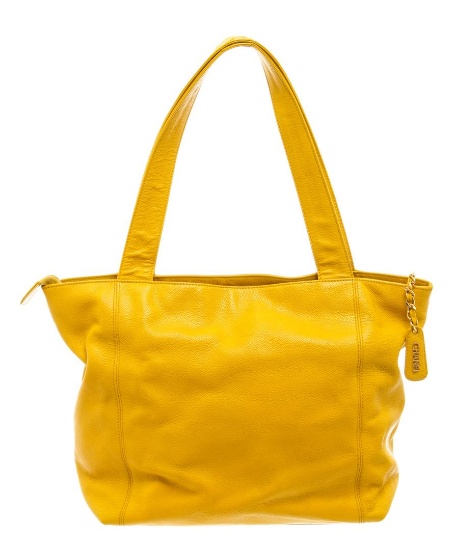 Chanel Yellow Leather Vintage CC Shoulder Bag