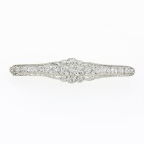 Antique Art Deco Platinum 4.04 ctw Old European Diamond Filigree Bar Pin Brooch
