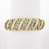 10k Yellow Gold 0.84 ctw Fancy Light Champagne Round Diamond Scalloped Band Ring