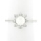 NEW Classic 18k White Gold 5.25mm Pearl 0.40 ctw Round Diamond Flower Cluster Ri
