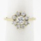 18k Yellow Gold 0.93 ctw Fine Round Brilliant Diamond Petite Flower Cluster Ring
