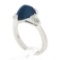 NEW Platinum Gubelin 5.63 ctw Triangle Cabochon Sapphire Pear Diamond 3 Stone Ri
