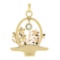 Vintage 14k TT Gold .75 ctw Bezel Blue Zircon Detailed Flower Basket Charm Penda