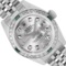 Rolex Ladies Stainless Steel Quickset Sapphire Silver Diamond And Emerald Dateju