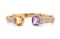 18KT Yellow Gold 9.26 ctw Amethyst, Citrine & Diamond Flex Bangle Bracelet