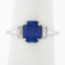 New 18K TT Gold GIA Ceylon Sapphire & Baguette Diamond 3 Stone Engagement Ring