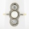 Antique Edwardian 14K Gold & Platinum European Diamond & 5.9mm Pearl Dinner Ring