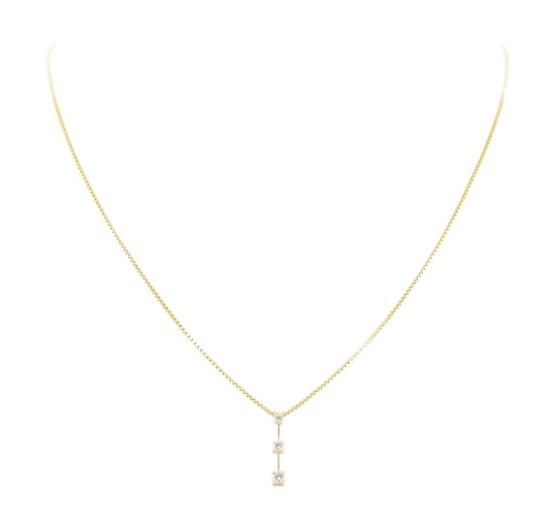 0.25 ctw Past, Present, Future Diamond Three Stone Pendant with Chain - 14KT Yel