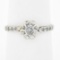 Antique Edwardian French 18k White Gold & Platinum Round Diamond Engagement Ring