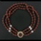 Trianon 3 Strand Carnelian & Rock Crystal Bead Necklace & Cameo 14k Gold Pendant