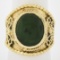 Vintage 14k Yellow Gold Oval Cabochon Cut Jade Twisted Wire Wide Cigar Band Ring