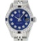 Rolex Ladies Quickset Stainless Steel Blue Diamond And Sapphire Datejust Wristwa
