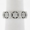 Solid 18K White Gold 0.76 ctw Star Pave & Bezel Diamond Open Work Wide Band Ring