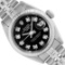 Rolex Ladies Stainless Steel Black Diamond Dial Fluted Bezel Date Watch