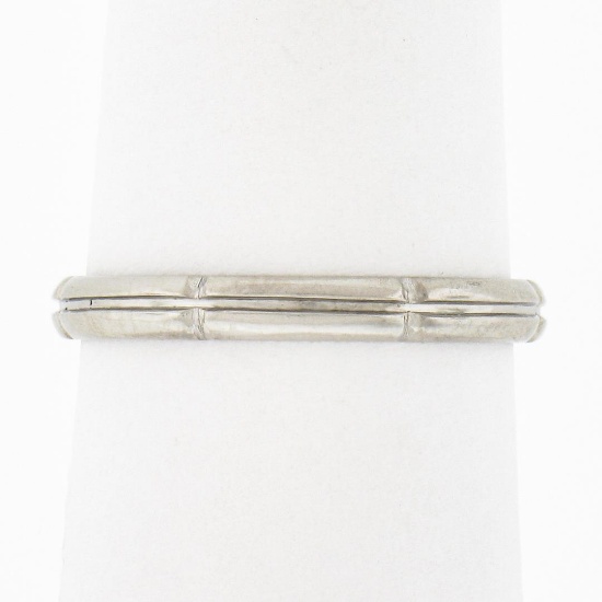 Vintage Palladium 2.45mm Pinched Grooved Eternity Stackable Wedding Band Ring