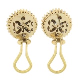 14k Yellow Gold 2.05 ctw Round Diamond Cluster Stud Omega Earrings & Baguette Ha