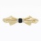 Vintage 14k Gold Black Onyx & Old Cut Diamond Long Freeform Ribbon Brooch Pin