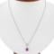 NEW 14K Gold 1.99 ctw Pear Pink Sapphire & Round Diamond Dangle Pendant Necklace