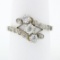 Antique 18K White Gold 1.11 ctw Old European Mine Diamond Three Stone Bypass Rin