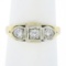 Vintage 14K TT Gold 0.45 ctw Round Brilliant Diamond 3-Stone Polished Band Ring
