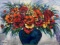 Flowers In A Blue Vase By Yana Rafael