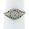 Antique Art Deco 18k Gold 0.26 ctw European Diamond Solitaire Etched Filigree Ri