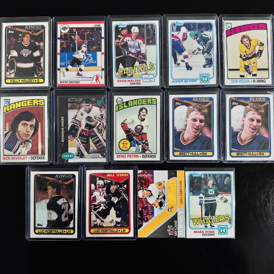 Assorted Set of Vintage & Modern Hockey Cards - Gretzky, Hull, Robitaille & More