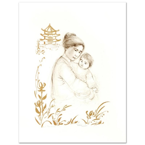 Lei Jeigiong and her Baby in the Garden of Yun-Tai by Hibel (1917-2014)