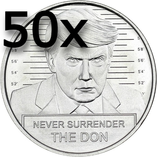 Donald Trump Mugshot Fine Silver Coin BUNDLE (50 TOTAL)