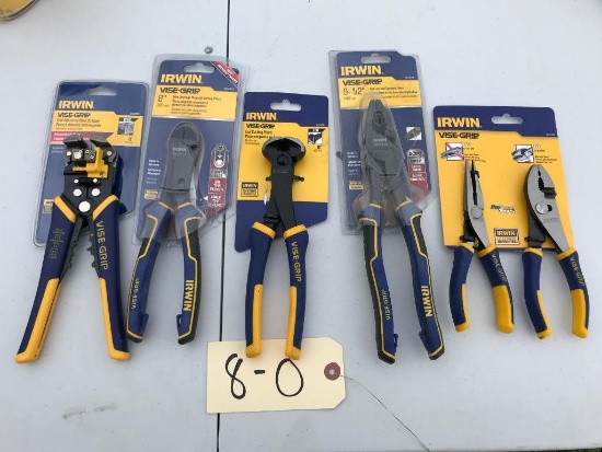 Group of 6 NIB Irwin Pliers, sidecuts, strippers and more