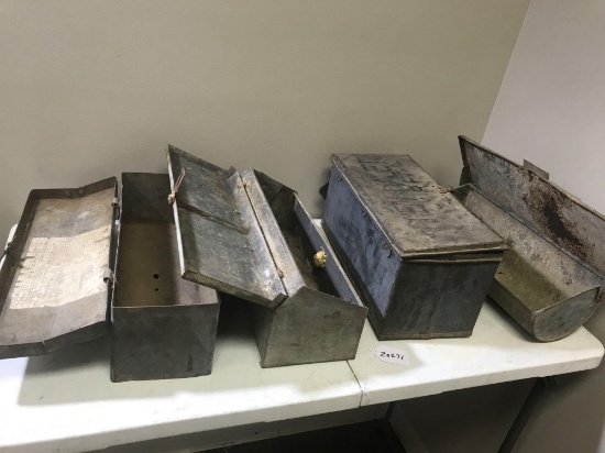 Collection of 4 early metal mailboxes