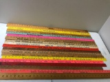 Lot of 18 Various Good Yardsticks, incl glass and cloth